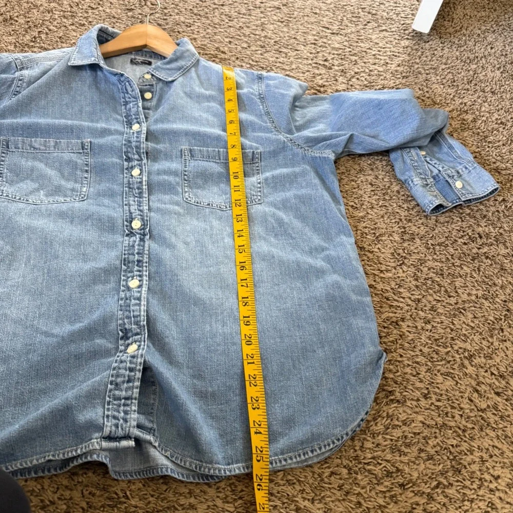 J. Crew Factory Light Blue Denim Button-Down Shirt - Picture 8 of 8